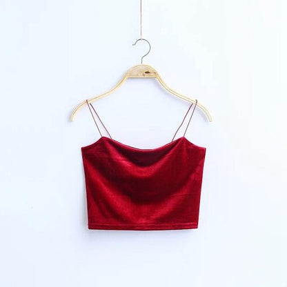 Velvet Strapped Retro Top by White Market