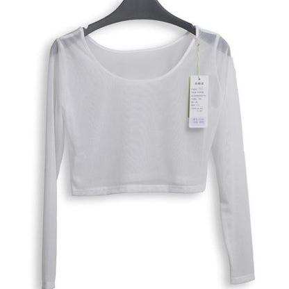 Slim Semi-Transparent Mesh Crop Top by White Market