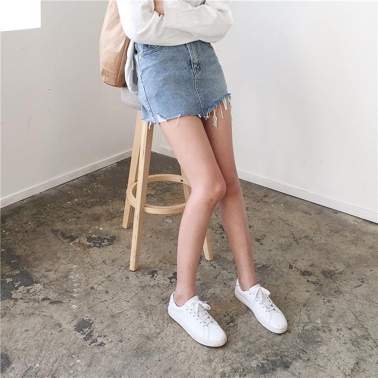 Asymmetrical Distressed Jean Skirt by White Market