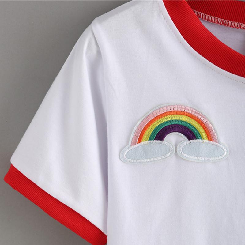 Rainbow Patch Embroidered Crop Top by White Market