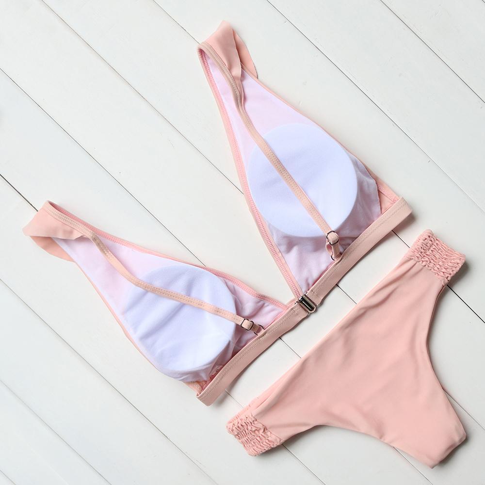 Simple Ruffled Bikini Set by White Market