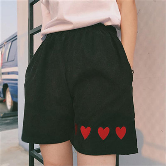 Embroidered Hearts Shorts by White Market