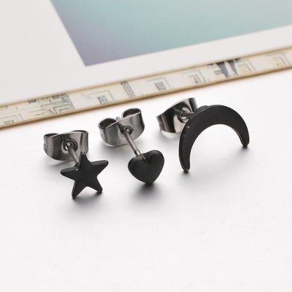 Heart Star Moon Ear Stud (3 Piece Set) by White Market