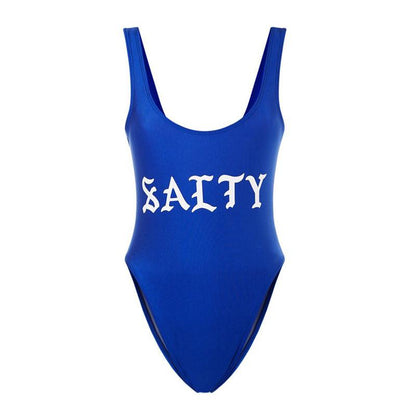 "SALTY" One Piece Swim Suit by White Market