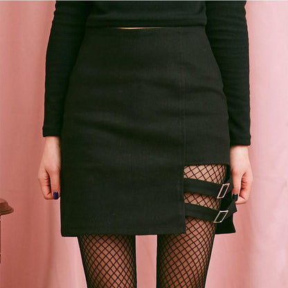 Black Buckled Skirt by White Market