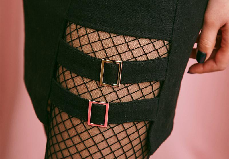 Black Buckled Skirt by White Market