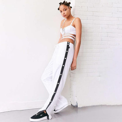 Button Up Side Stripe Trousers by White Market