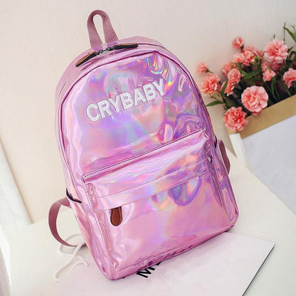 Iridescent "Cry Baby" Rainbow Backpack by White Market