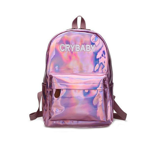 Iridescent "Cry Baby" Rainbow Backpack by White Market