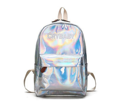 Iridescent "Cry Baby" Rainbow Backpack by White Market