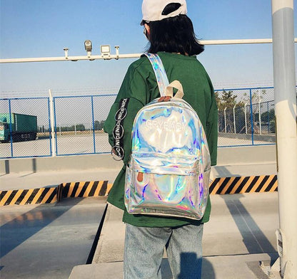 Iridescent "Cry Baby" Rainbow Backpack by White Market