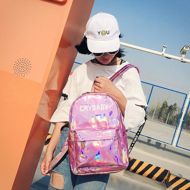 Iridescent "Cry Baby" Rainbow Backpack by White Market