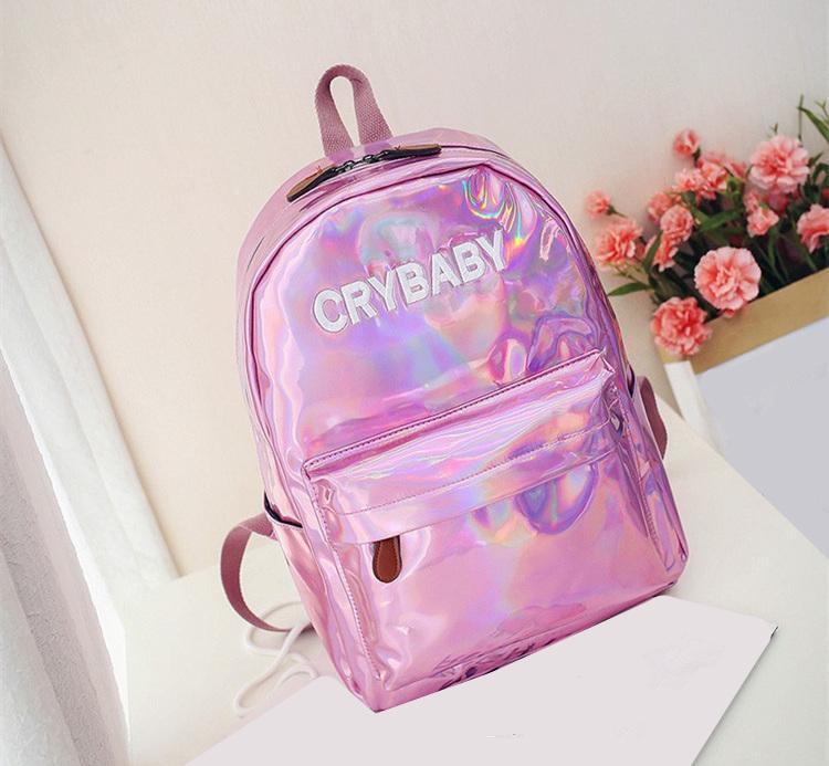 Iridescent "Cry Baby" Rainbow Backpack by White Market