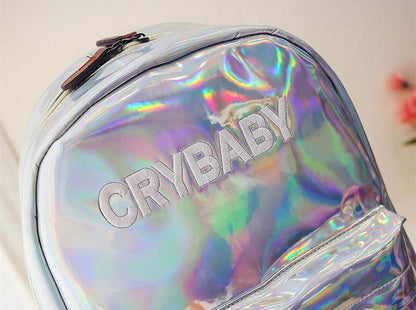 Iridescent "Cry Baby" Rainbow Backpack by White Market