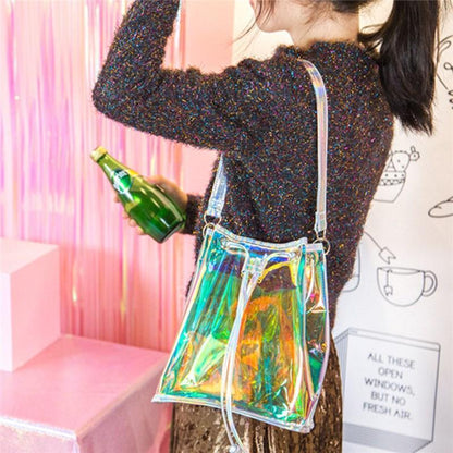 Iridescent Holographic Shoulder Bag by White Market