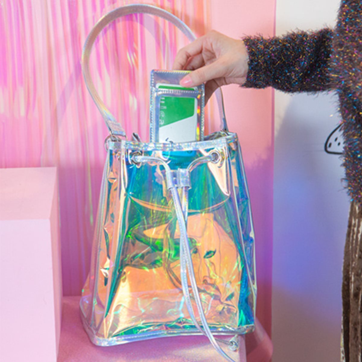 Iridescent Holographic Shoulder Bag by White Market