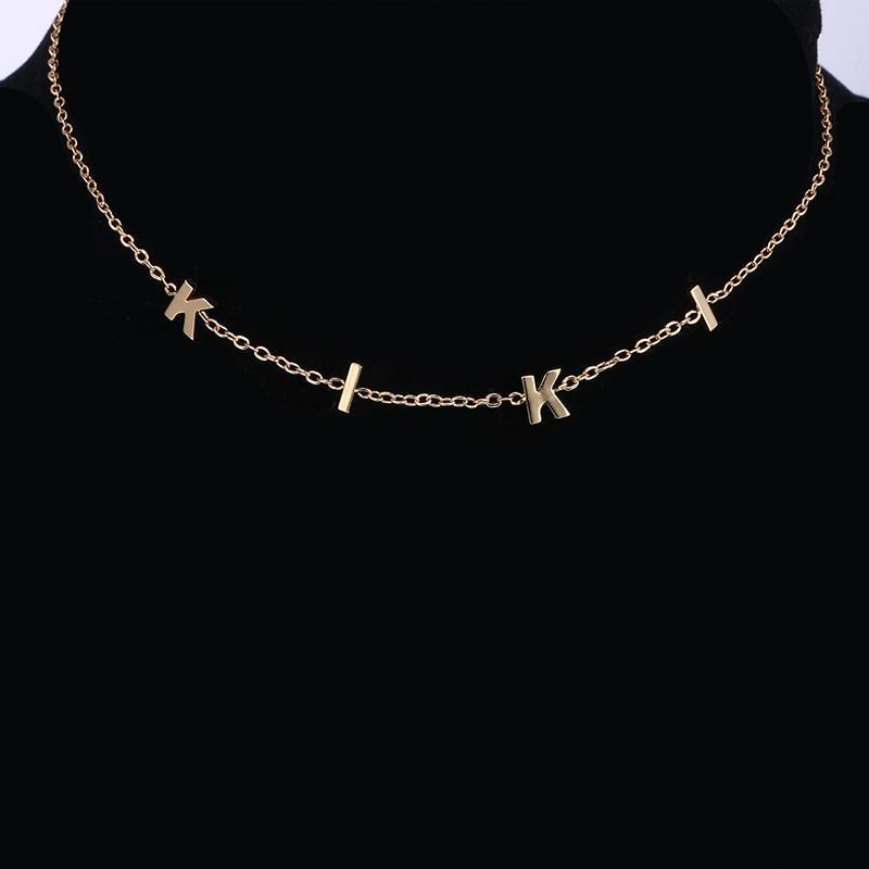 Customized San Serif Gold Choker (12 Letters) by White Market