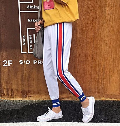 Tri Tone Striped Sports Joggers by White Market