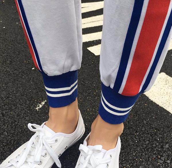 Tri Tone Striped Sports Joggers by White Market