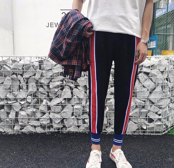 Tri Tone Striped Sports Joggers by White Market