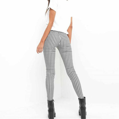 High Waisted Black And White Plaid Trousers by White Market