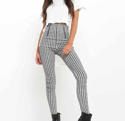 High Waisted Black And White Plaid Trousers by White Market