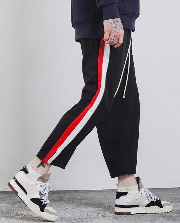 Two Tone Striped Cropped Trousers by White Market