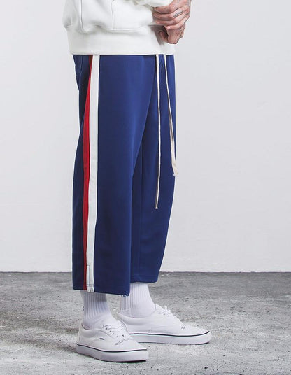 Two Tone Striped Cropped Trousers by White Market