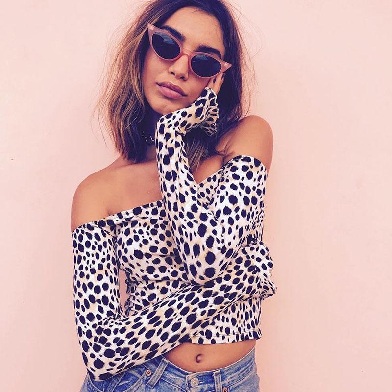 Wide Shoulder Leopard Top by White Market