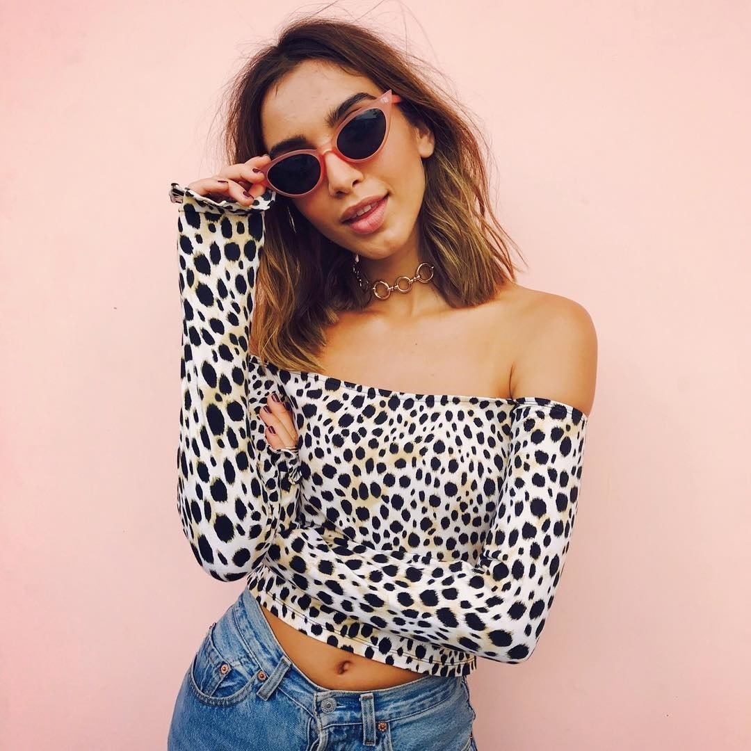 Wide Shoulder Leopard Top by White Market