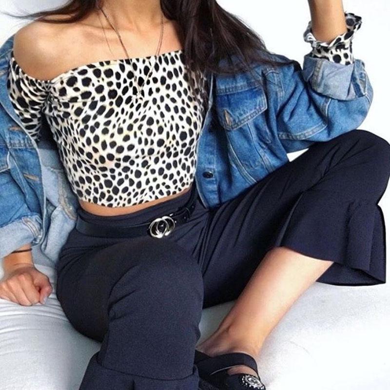 Wide Shoulder Leopard Top by White Market