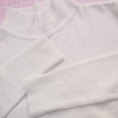 Basic Knit Mock Turtleneck Sweater by White Market