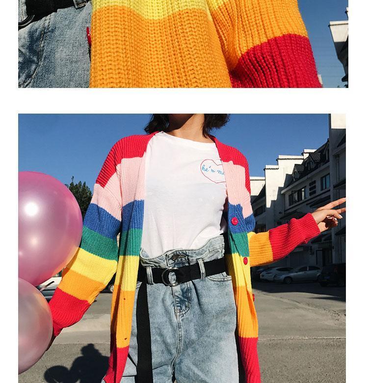 "Boring" Rainbow Cardigan by White Market