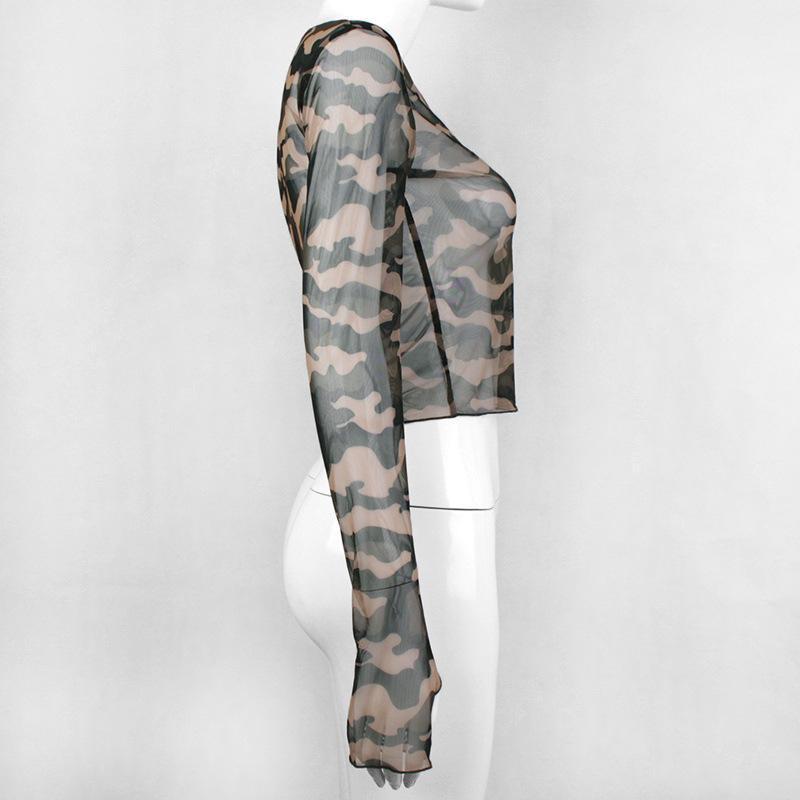 Camouflage Transparent Mesh Top by White Market