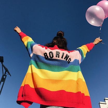 "Boring" Rainbow Cardigan by White Market