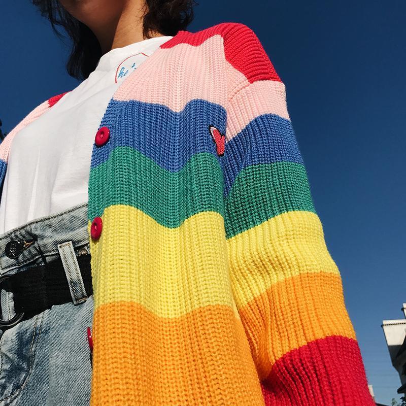 "Boring" Rainbow Cardigan by White Market