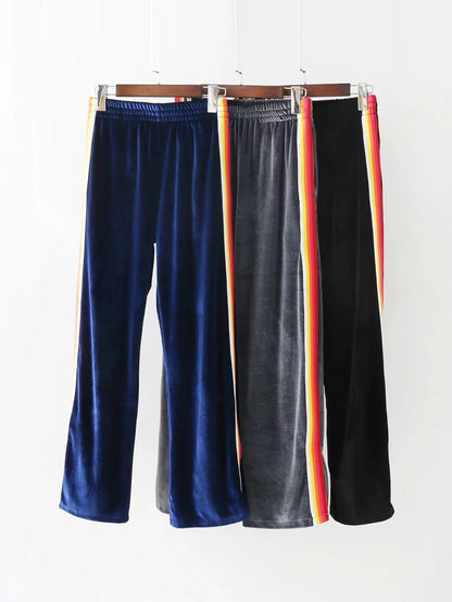 Velvet Rainbow Striped Trousers by White Market