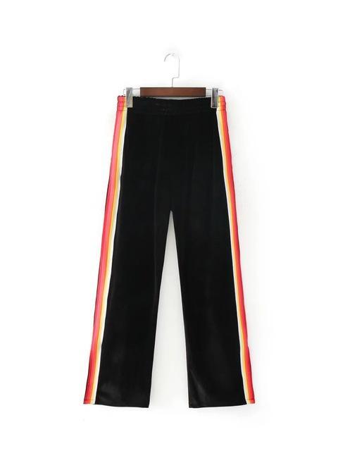 Velvet Rainbow Striped Trousers by White Market