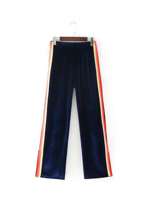 Velvet Rainbow Striped Trousers by White Market