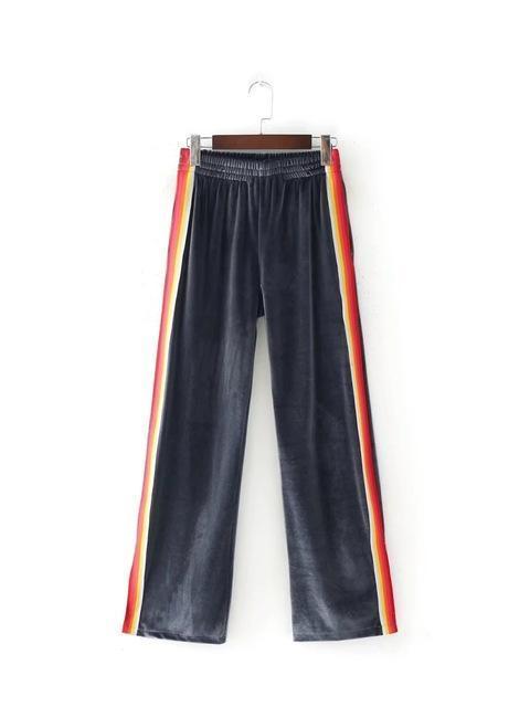 Velvet Rainbow Striped Trousers by White Market