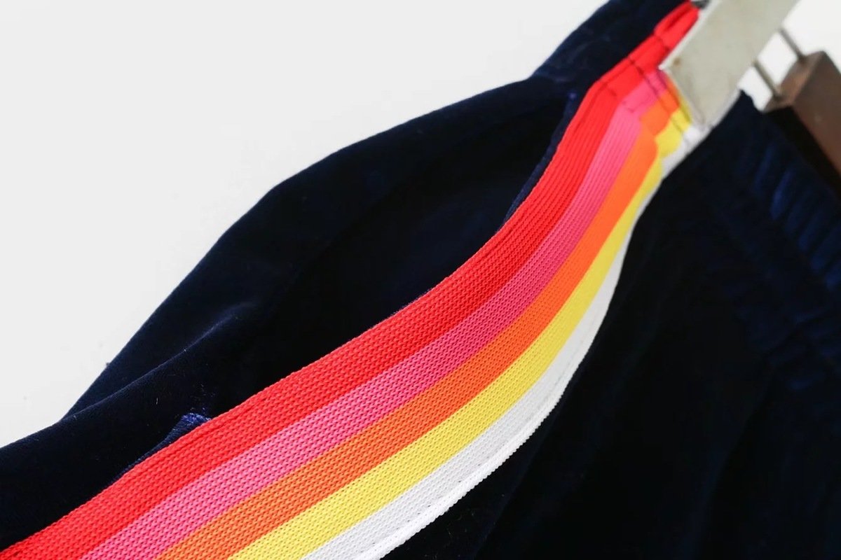 Velvet Rainbow Striped Trousers by White Market