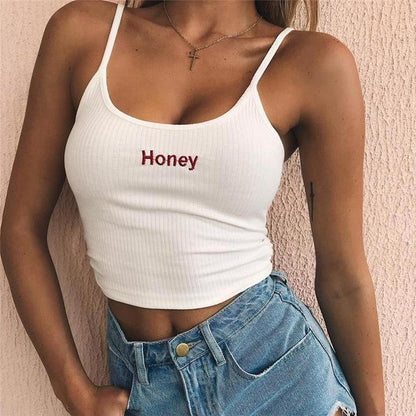 "Honey" Embroidered Sport Top by White Market