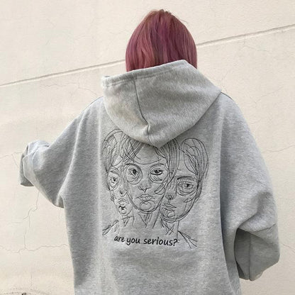 "Are You Serious" Embroidered Hoodie by White Market