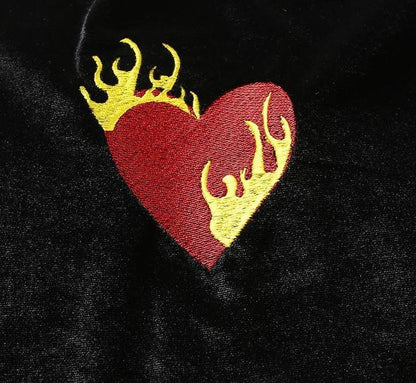 "Flaming Heart" Velvet Top by White Market