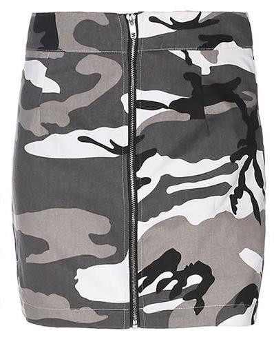 Zip Up Camo Skirt by White Market