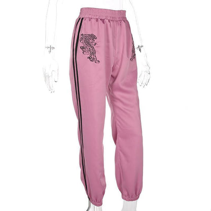 Satin Embroidered Tiger Trousers by White Market