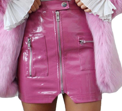 Pink PU Leather Skirt by White Market