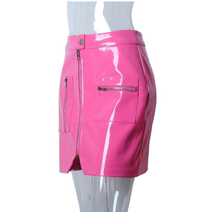 Pink PU Leather Skirt by White Market