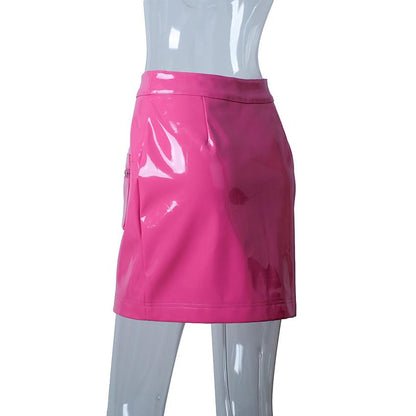 Pink PU Leather Skirt by White Market