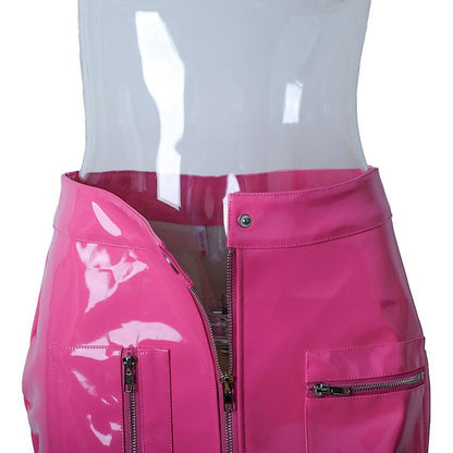 Pink PU Leather Skirt by White Market